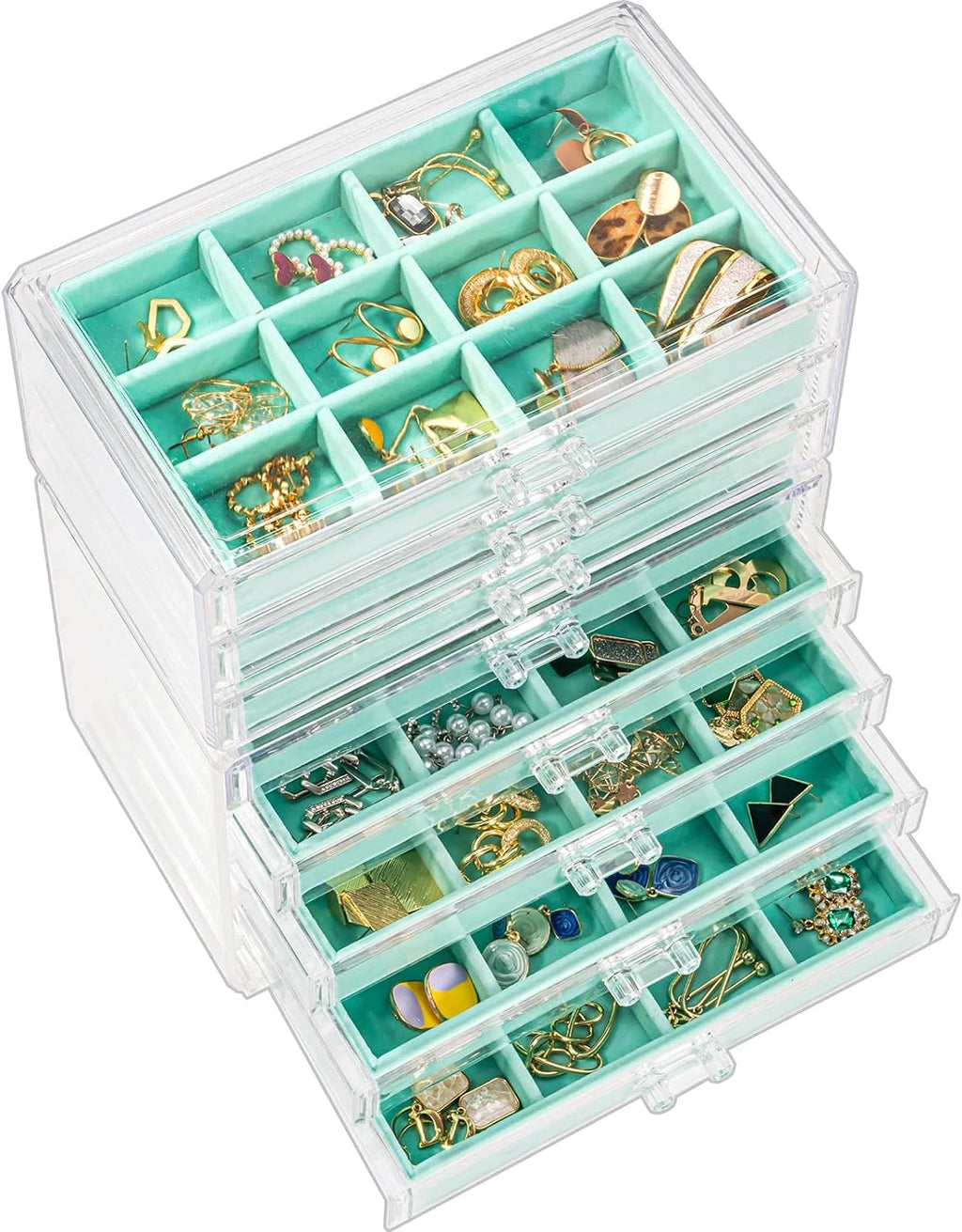 Earring Holder Organizer Jewelry Box with 8 Drawers, Acrylic Clear Earring Case | eBay