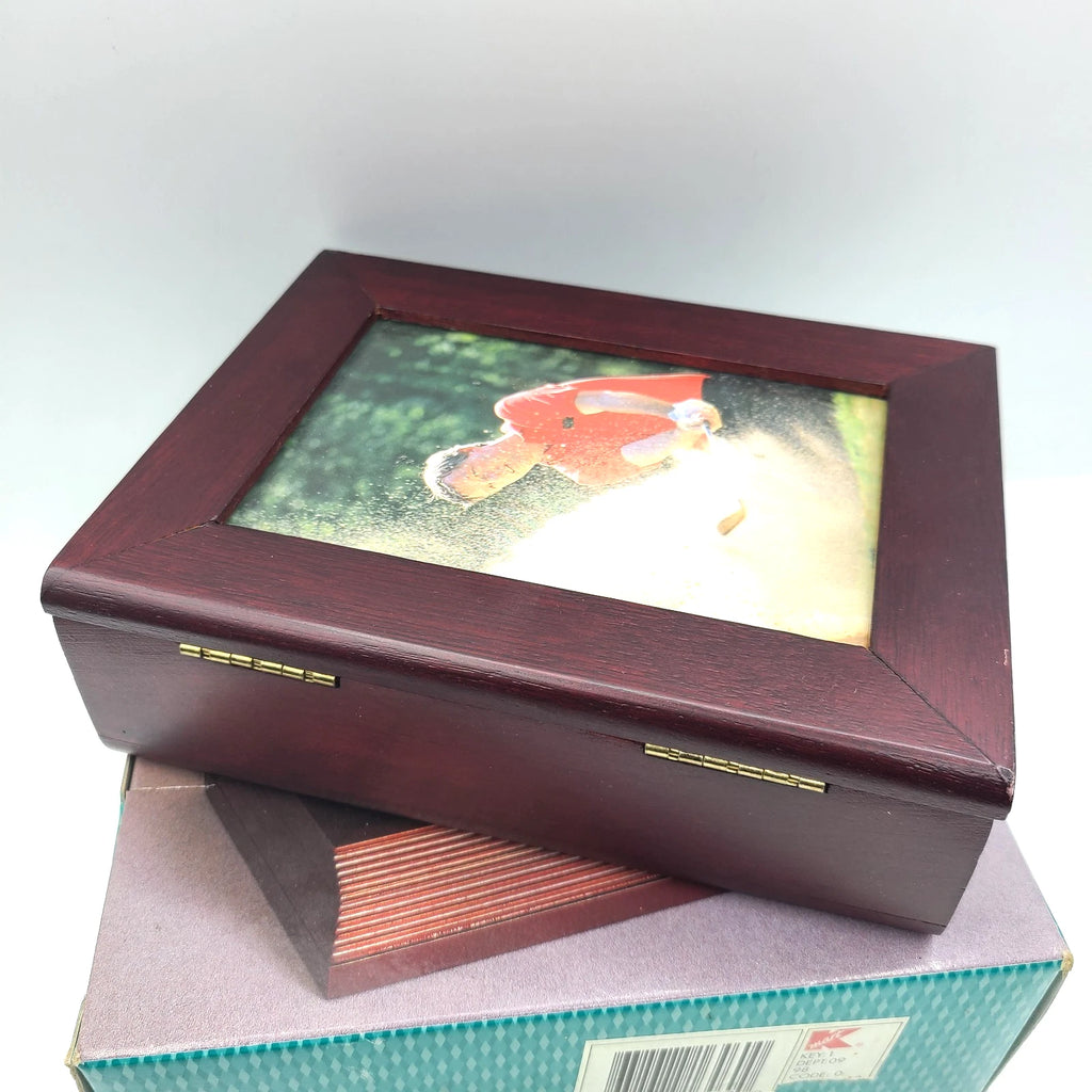 Kmart Gift Gallery Wooden Jewelry Organizer Box Mens Maroon Built-In Photo Frame | eBay
