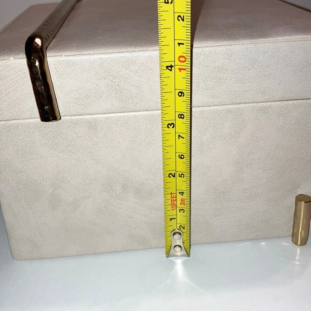 Cream Jewelry Box with Gold Accents - Faux Leather | eBay