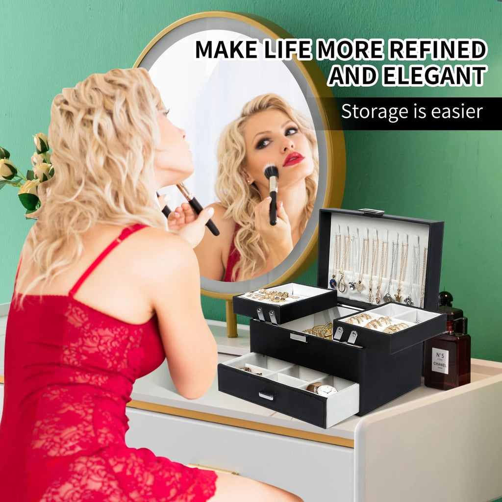 Dajasan Jewelry Boxes for Women Girls, Jewelry Organizer Box, 3 Layers Jewelr... | eBay