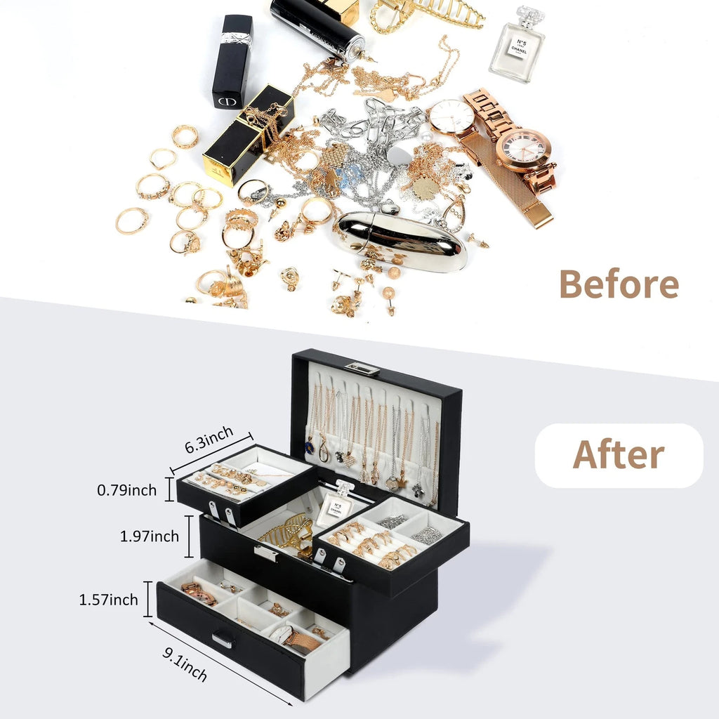 Dajasan Jewelry Boxes for Women Girls, Jewelry Organizer Box, 3 Layers Jewelr... | eBay