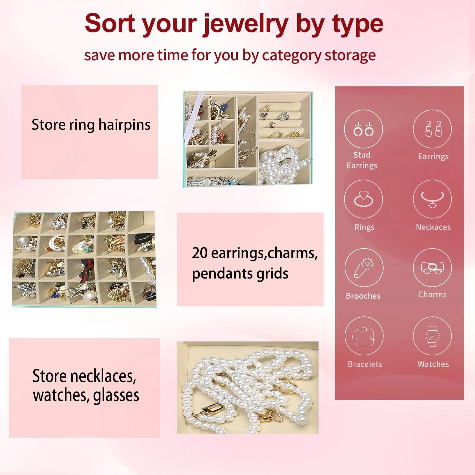 Clear Lid Jewelry Box,3 Layers Jewelry Organizer Large Multi-Functional Jewel... | eBay