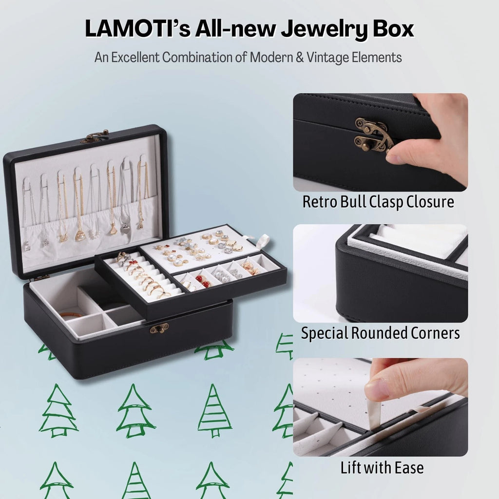 2-Layer Jewelry Box for Women, Floating Effect Leather Jewelry Organizer with... | eBay