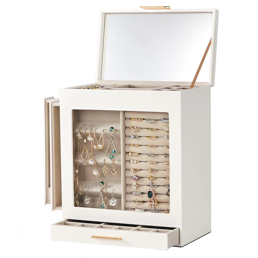 Elegant 4-Drawer Jewelry Box with Clear Front & Pink Velvet Interior | eBay