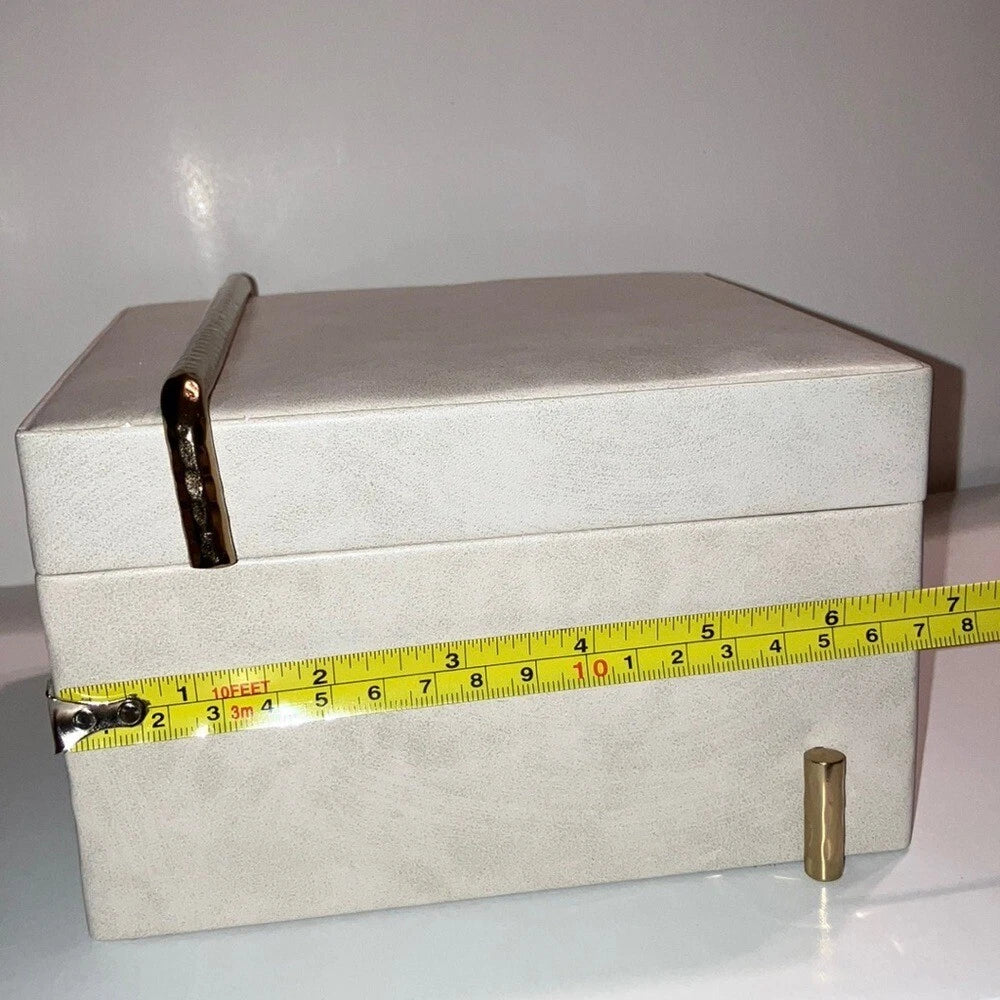Cream Jewelry Box with Gold Accents - Faux Leather | eBay