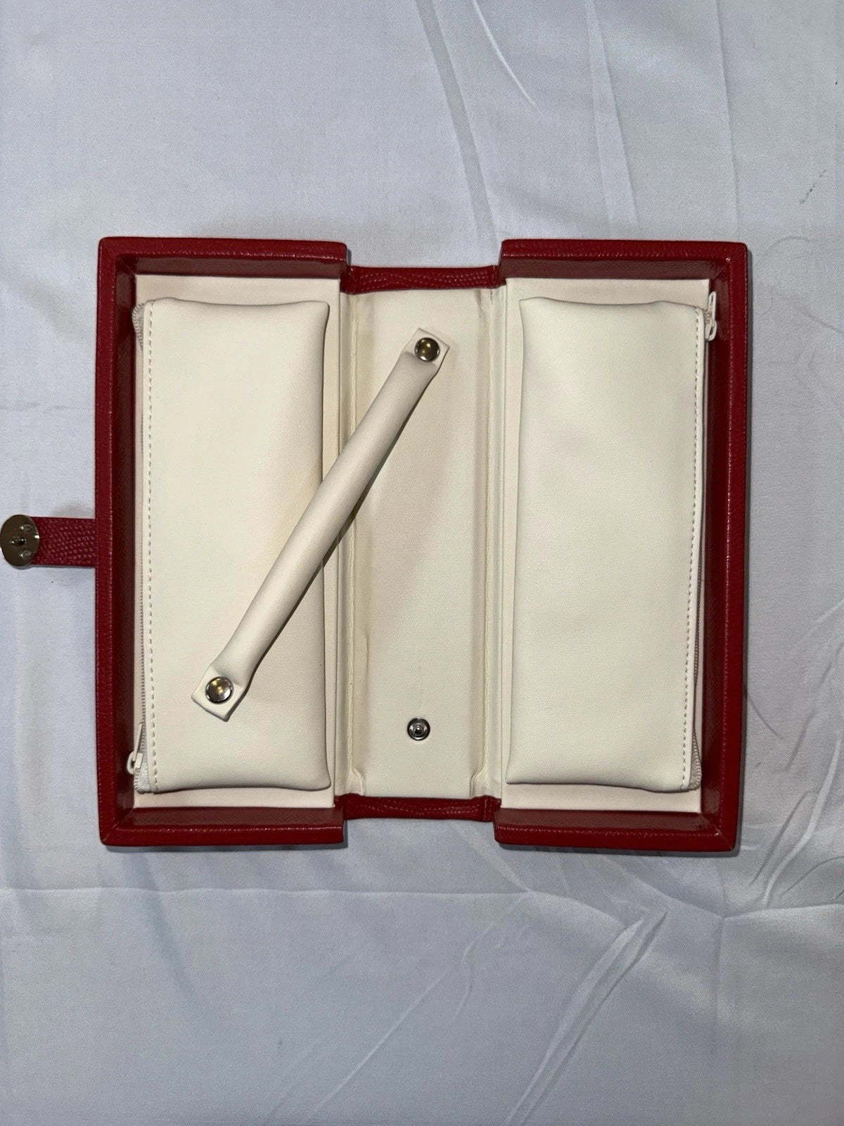 Jewelry Case Travel Box Removeable Zip Pouches Hinged Hard Side Red | eBay