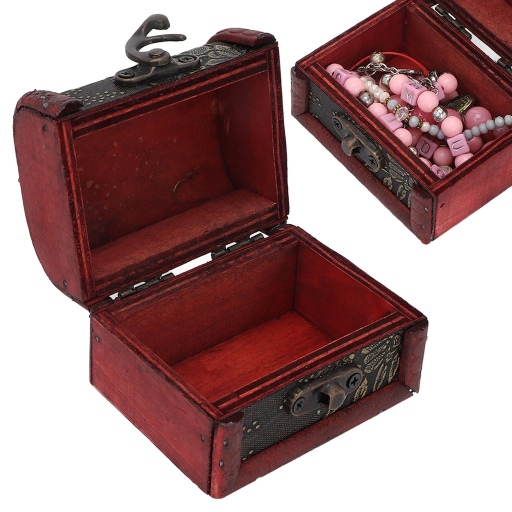 Retro Storage Box Hair Accessory Jewelry Storage Antique Wooden Organizer Case | eBay