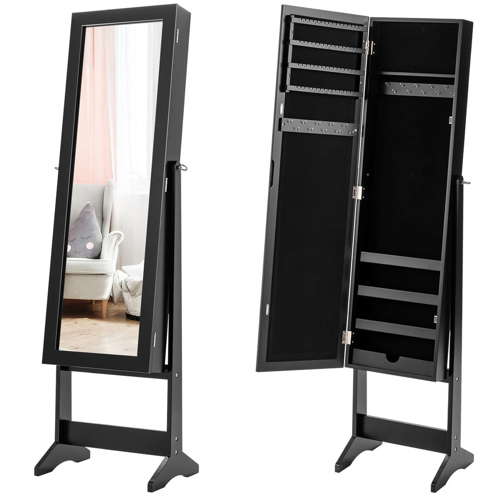 Vanity Mirror Tilting Jewelry Cabinet Organizer Storage Box Black | eBay