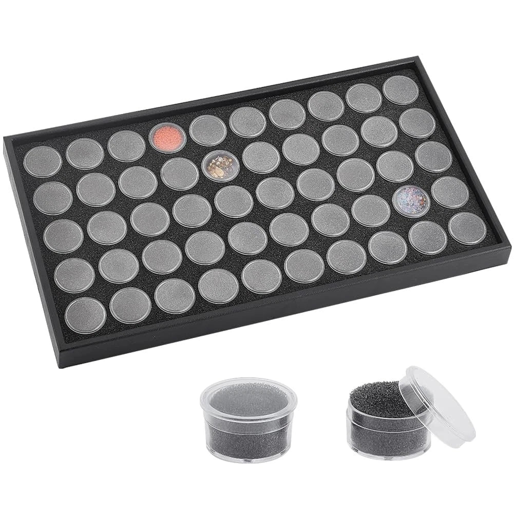 BENECREAT Black Foam Gem Jars Showcase with 50 Gemstones Storage Jar 37.5x21x | eBay
