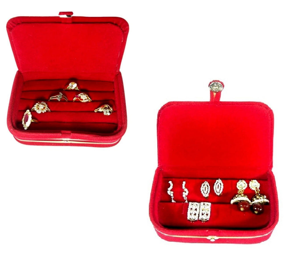 #COMBO ELEGANT 1 RING 1 EARNING JEWELRY STORAGE BOX ORGANIZER VELVET COATED CASE | eBay