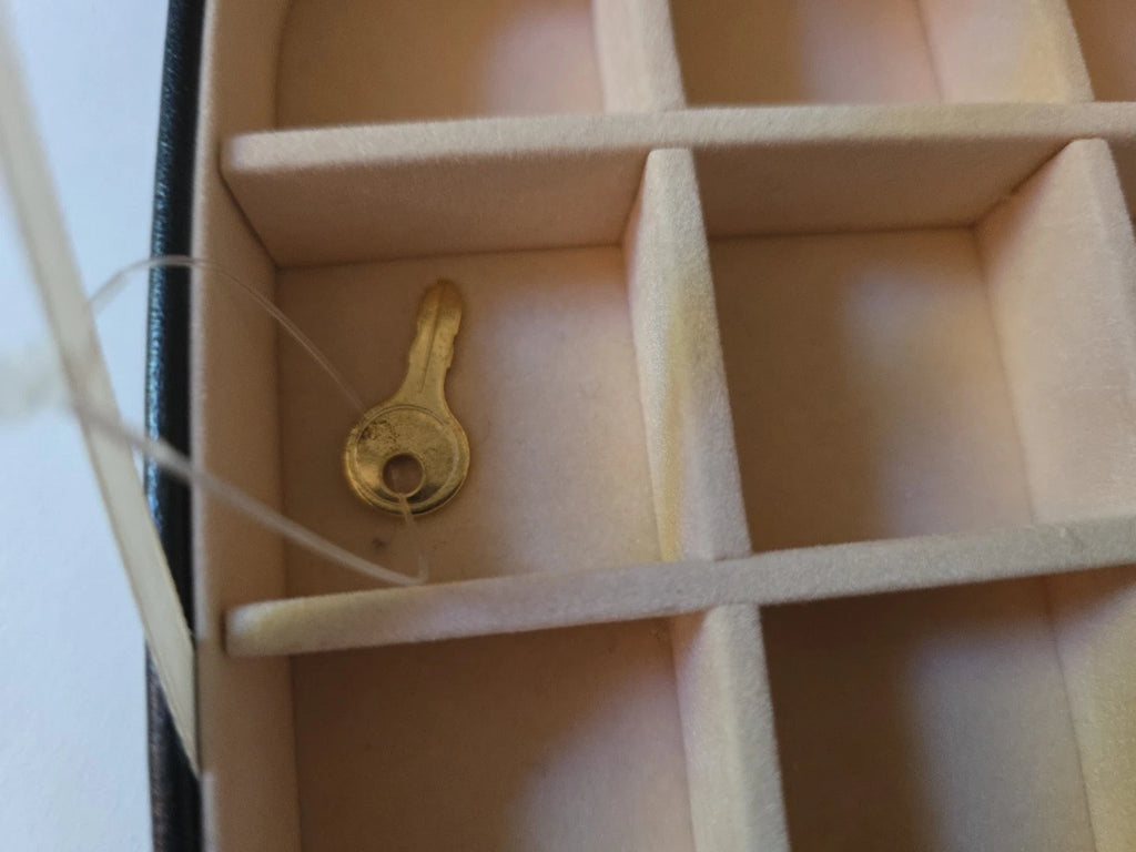 24 Grid Jewelry Box w/ Mirror Pouch & Key Attached Black Padded Top & Gold Clasp | eBay