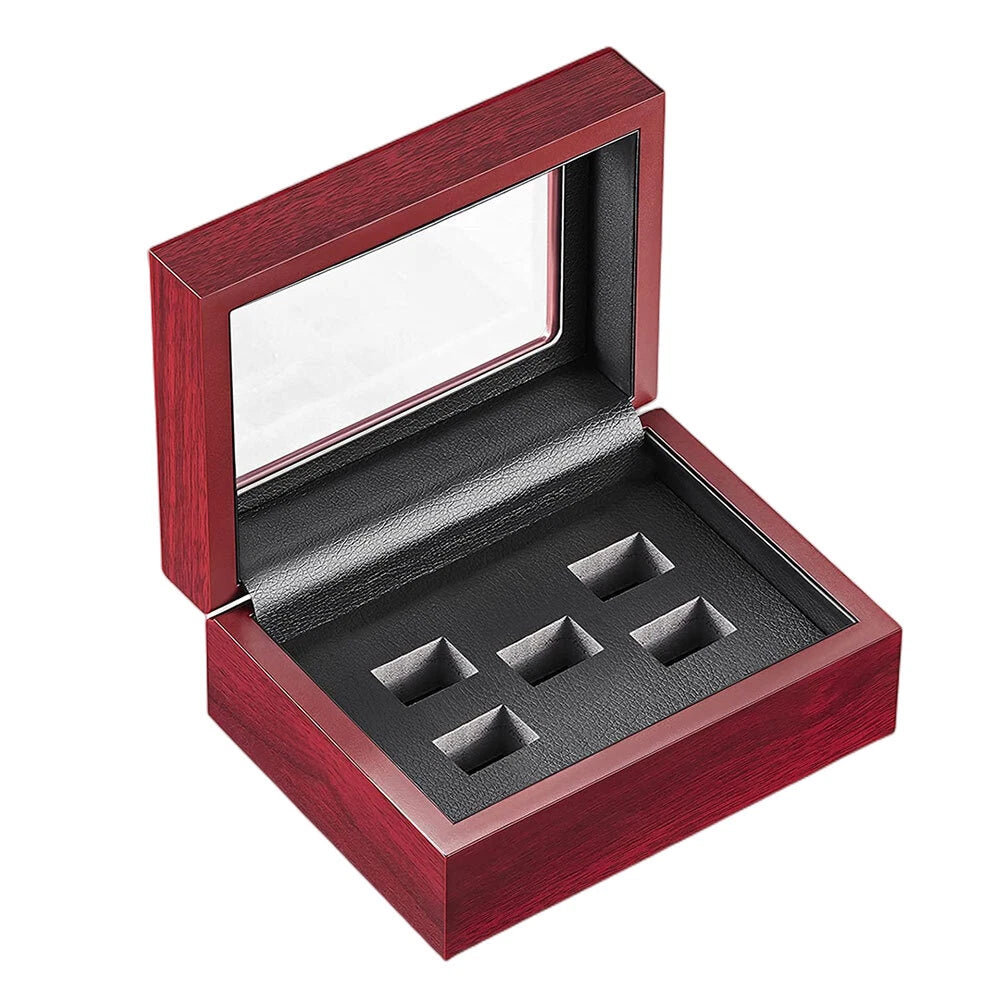 Championship Ring Display Case Box Wooden Storage Box for Sports Fans 5/6 Holes | eBay