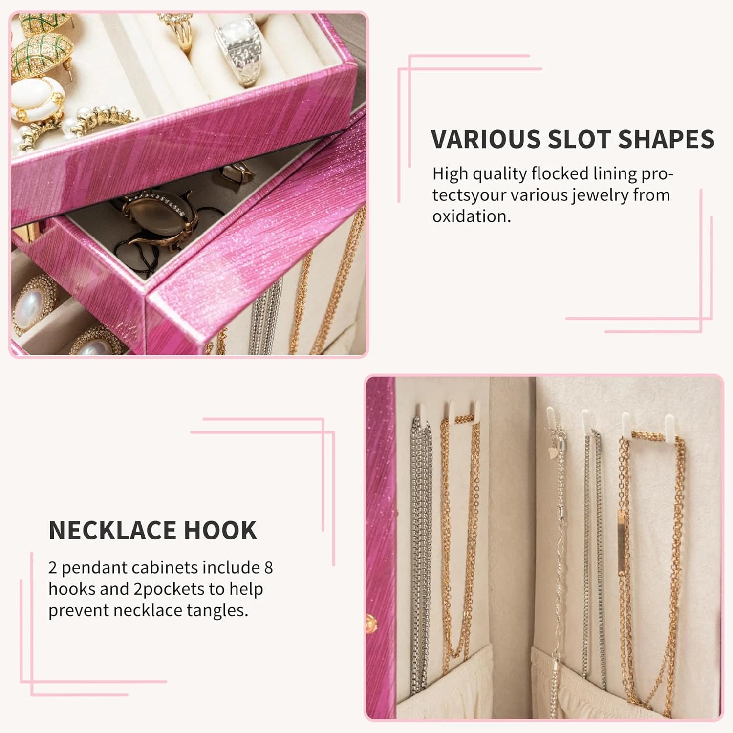 6-Tier Jewelry Box Lockable Leather Jewelry Storage Case with 5 Drawers for Wome | eBay