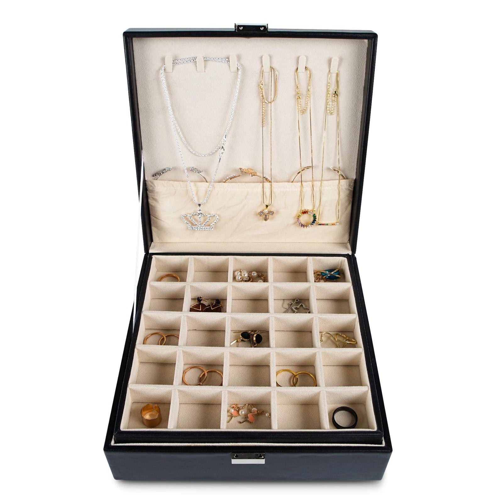 Frebeauty Earring Organizer Classic Jewelry Box 50 Slots Double Layer Jewelry... | eBay