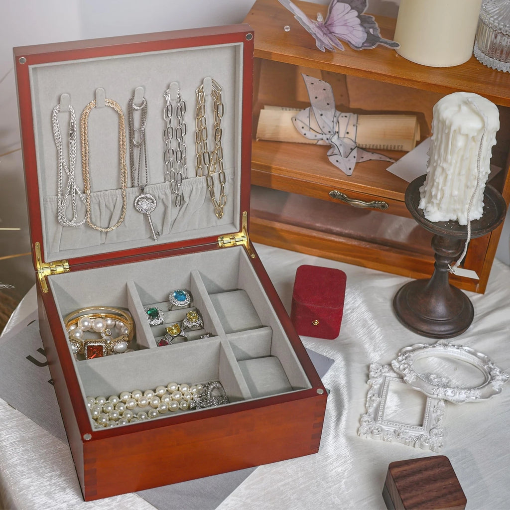 Mu&Ti Wooden Jewelry Box Organizer for Women, Wood Jewelry Organizer Storage ... | eBay