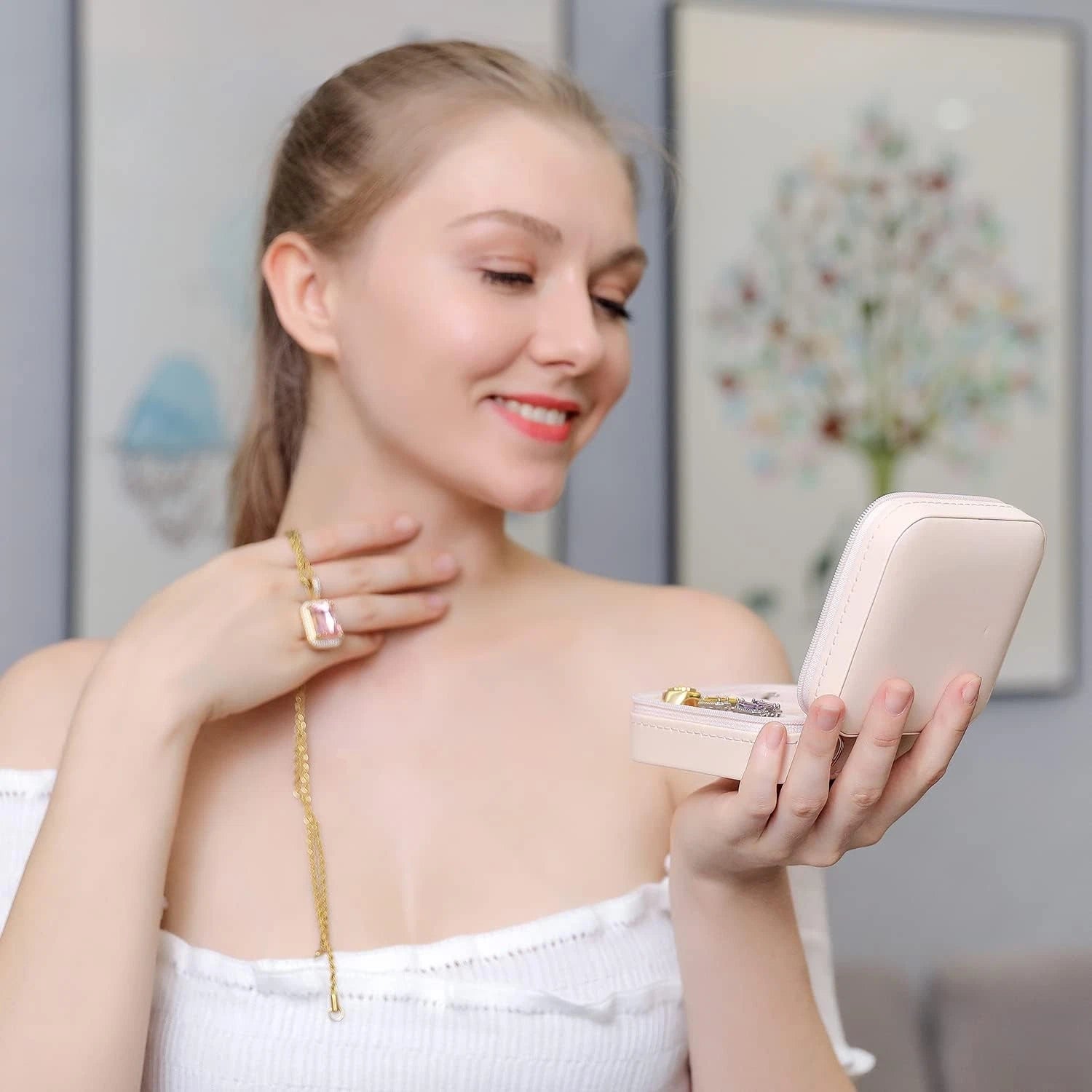 Travel Jewelry Case and Organizer with Mirror - Gift for Women and Girls | eBay