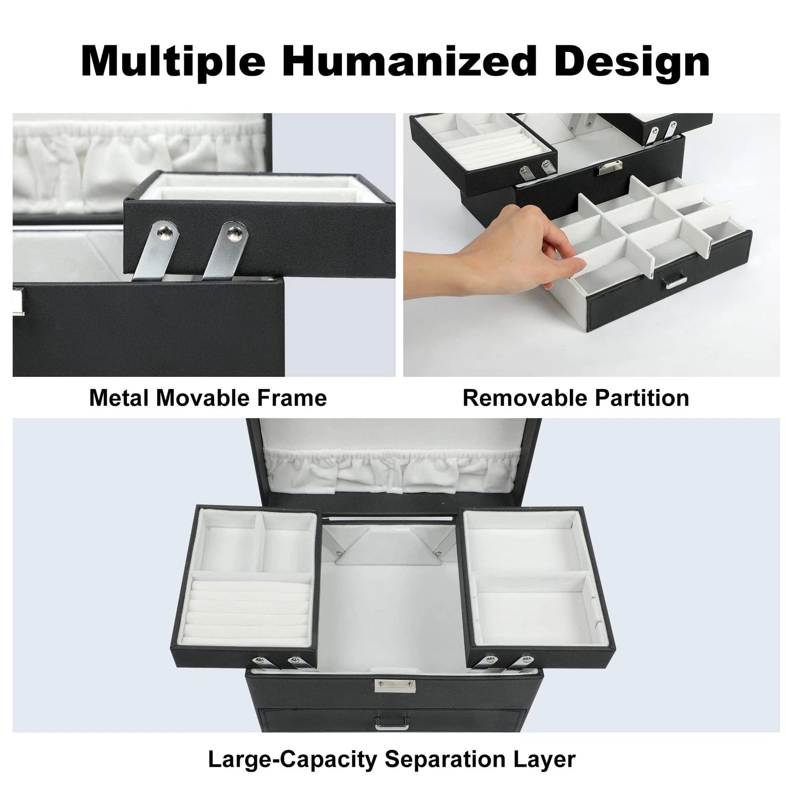 Dajasan Jewelry Boxes for Women Girls, Jewelry Organizer Box, 3 Layers Jewelr... | eBay