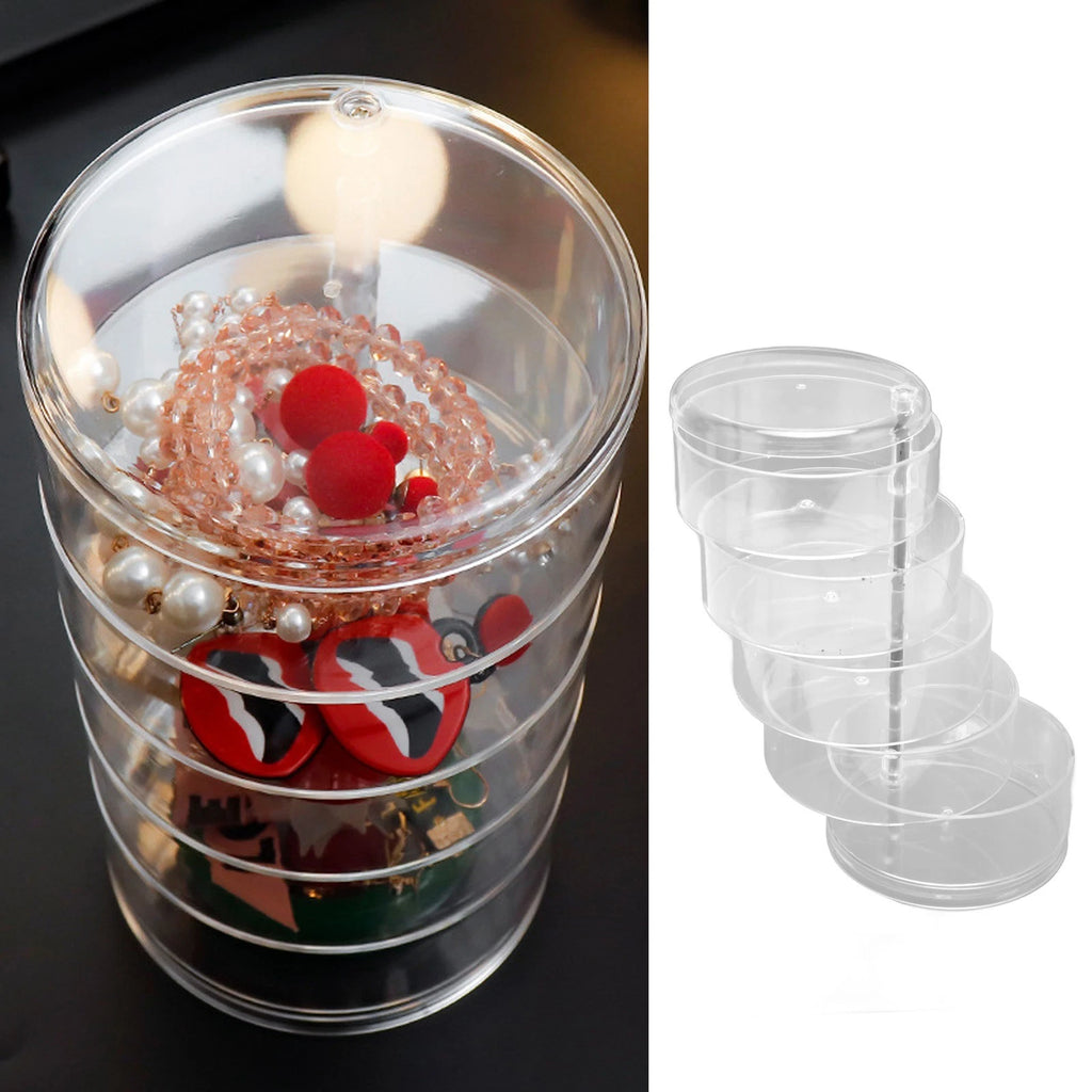 Rotatable Jewelry Box 5 Layer Transparent 360 Degree Rotation Space Saving E DGD | eBay