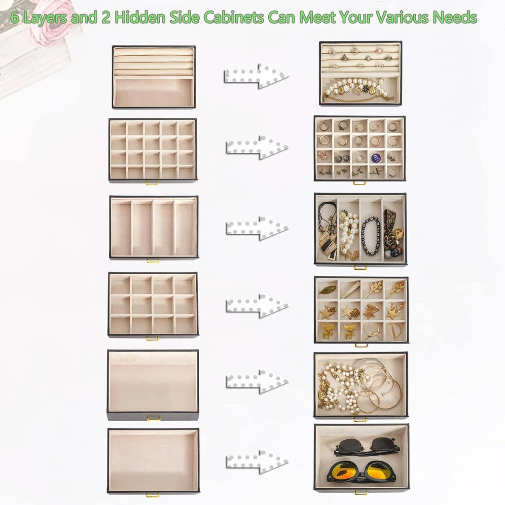 Luxurious Lockable Jewelry Organizer - 36 Compartment Faux Leather Storage Case | eBay