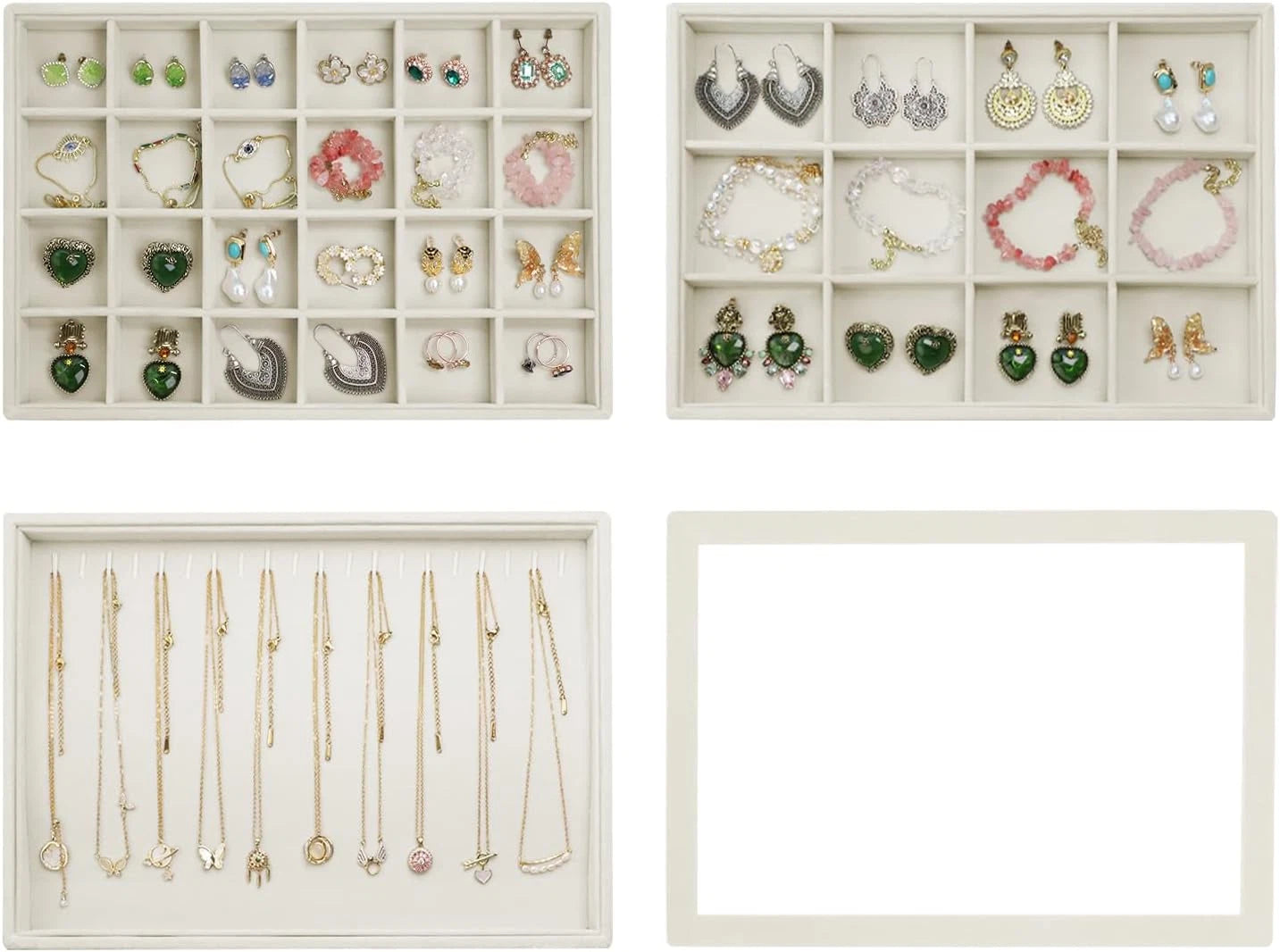 Jewelry Organizer Set of 4 Jewelry Box Velvet Jewelry Tray Jewelry Drawer Organi | eBay