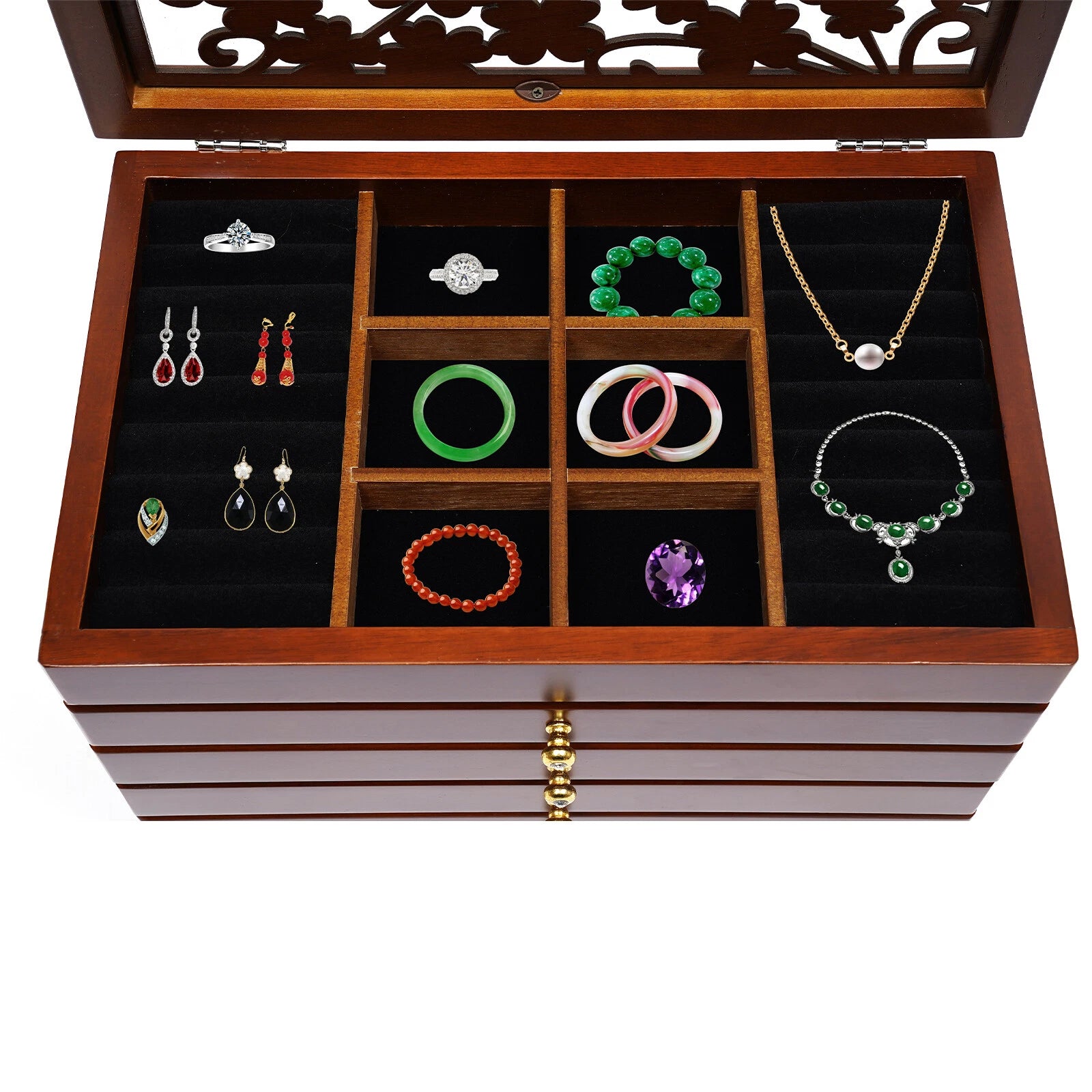 6 Layers Jewelry Box Wooden Jewelry Organizer/Collection Box For Women | eBay