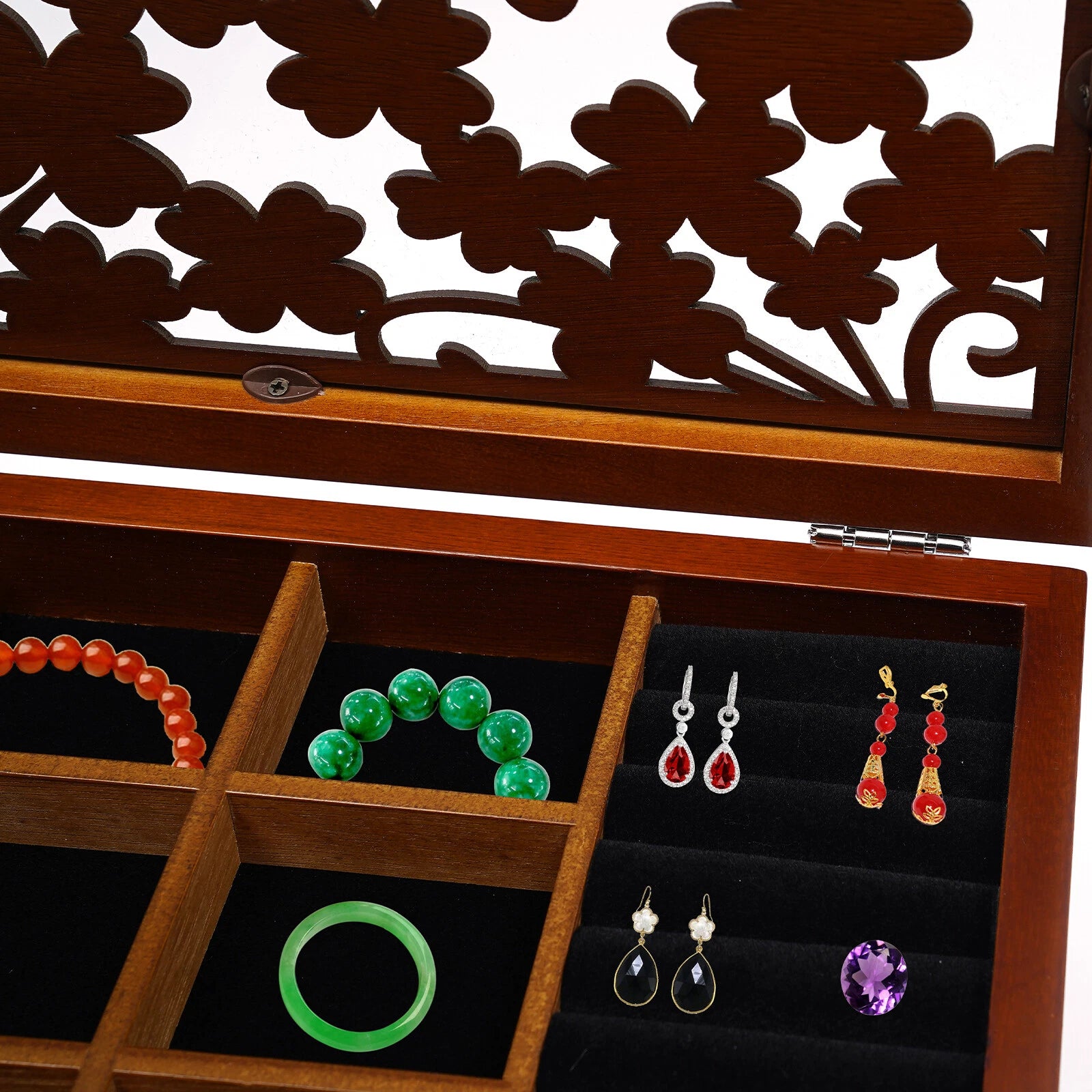 6 Layers Wooden Jewelry Box Storage Cabinet Watch Bracelets Rings Organizer Case | eBay