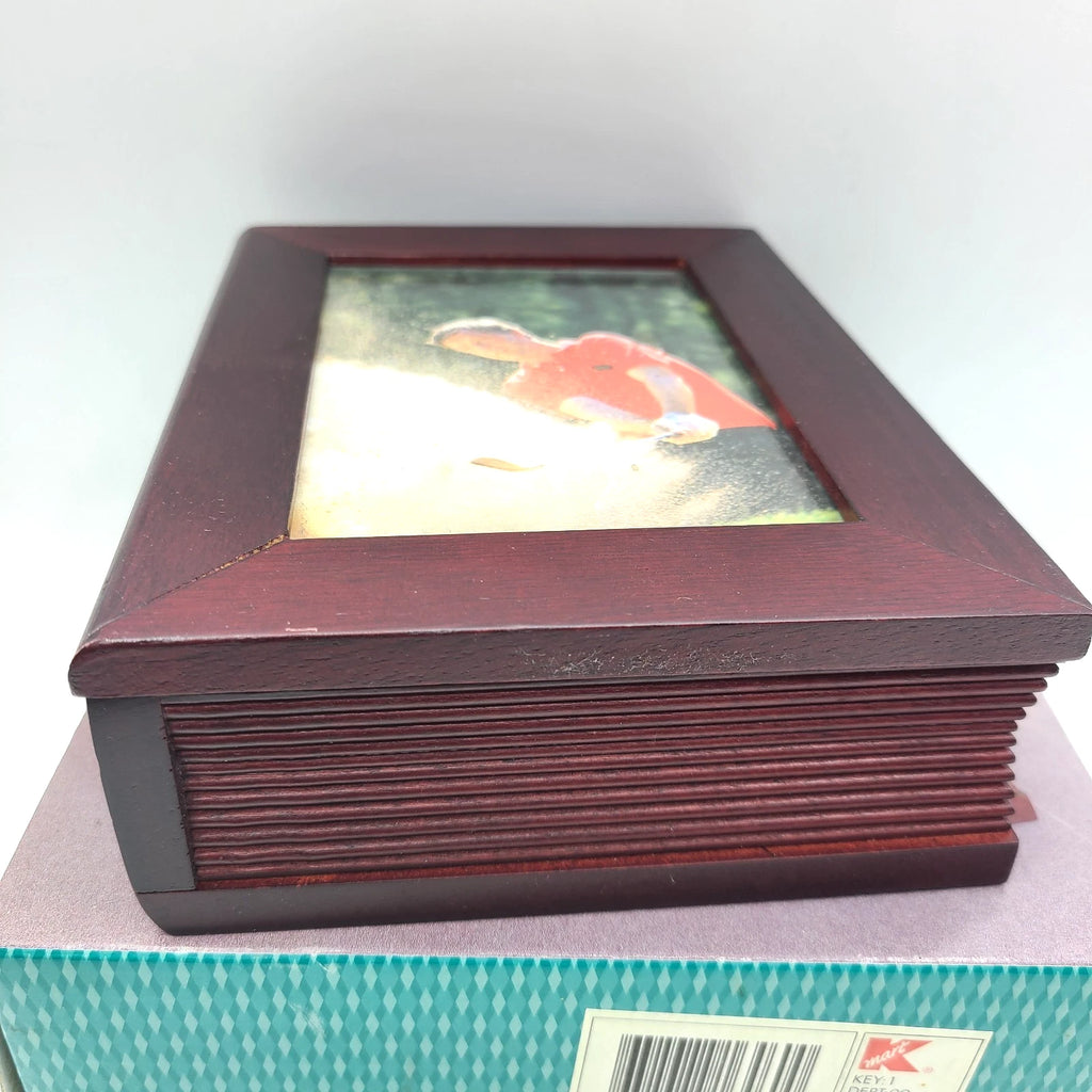 Kmart Gift Gallery Wooden Jewelry Organizer Box Mens Maroon Built-In Photo Frame | eBay