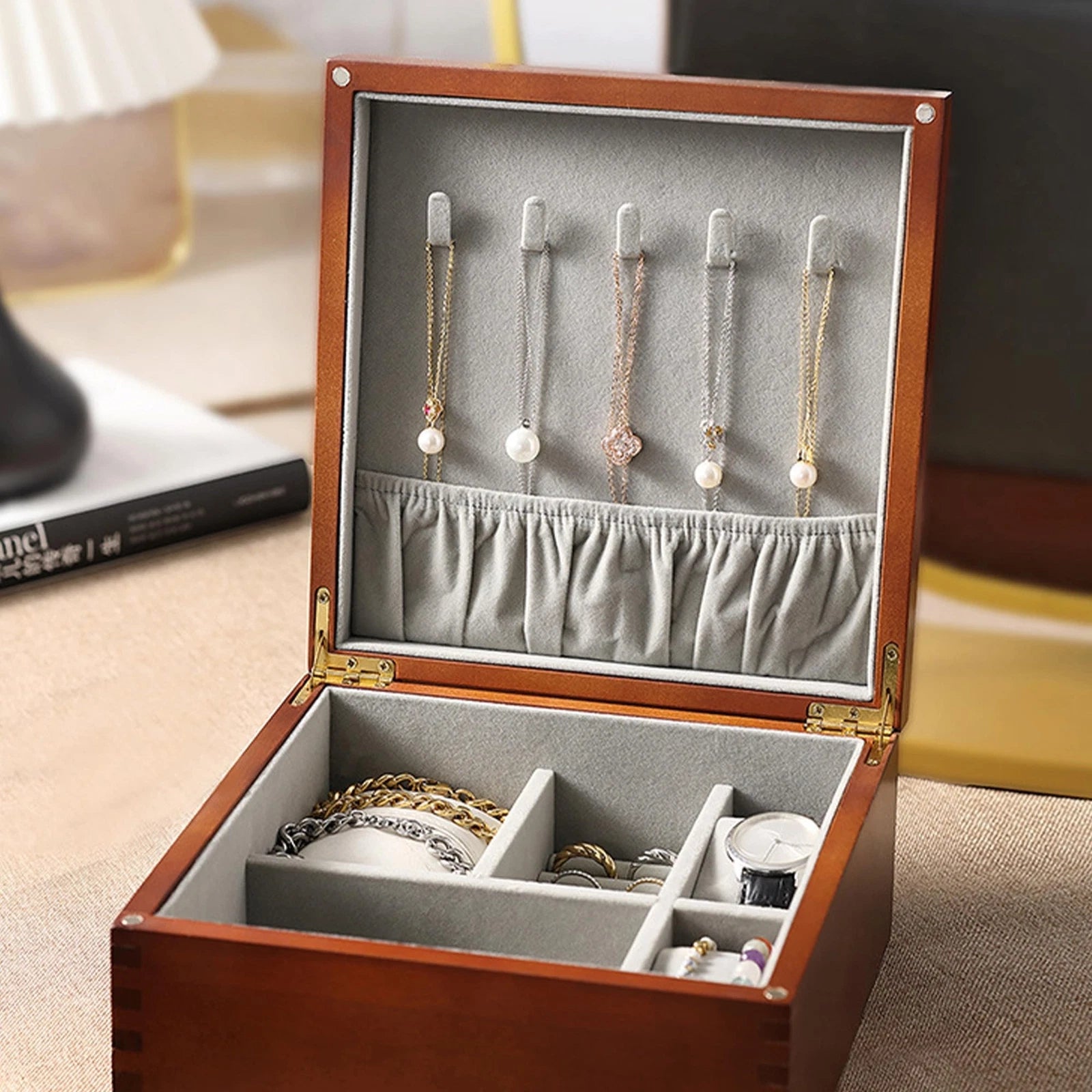 Mu&Ti Wooden Jewelry Box Organizer for Women, Wood Jewelry Organizer Storage ... | eBay