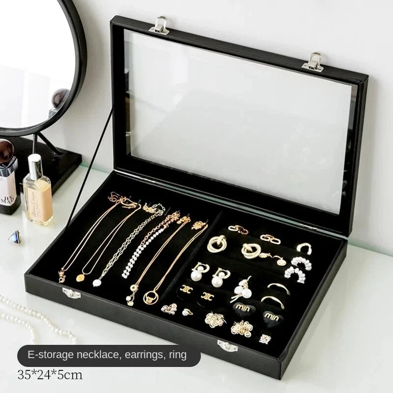 Jewelry Storage Box with Clear Lid for Earrings Necklaces Rings Organizer Holder | eBay