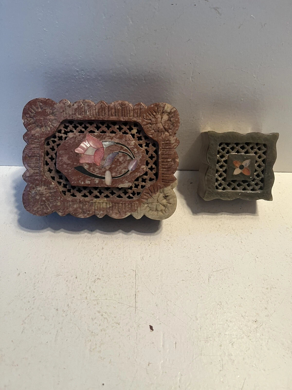 2 stone or hard resin jewelry boxes small items | eBay