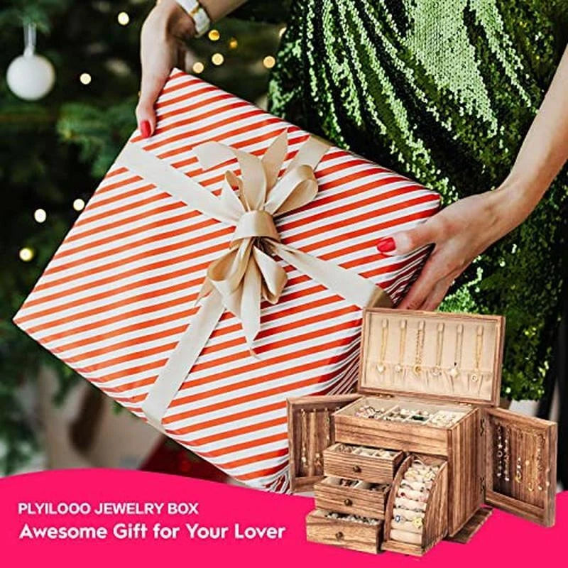 Solid Wood Jewelry Box Organizer Necklaces Rings Earrings Bracelets Rustic Gift | eBay