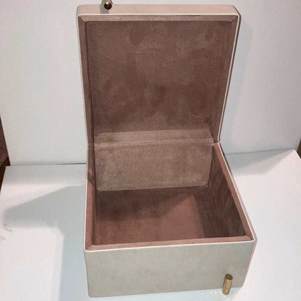 Cream Jewelry Box with Gold Accents - Faux Leather | eBay