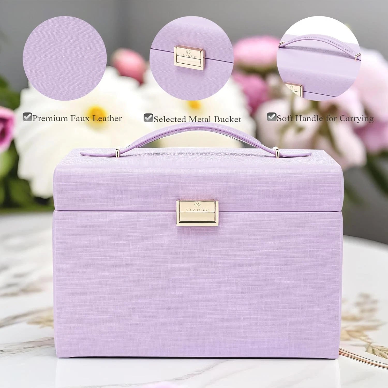 Mirrored Jewelry Box Organizer, Leather Jewelry Storage Case, Necklaces Earrings | eBay