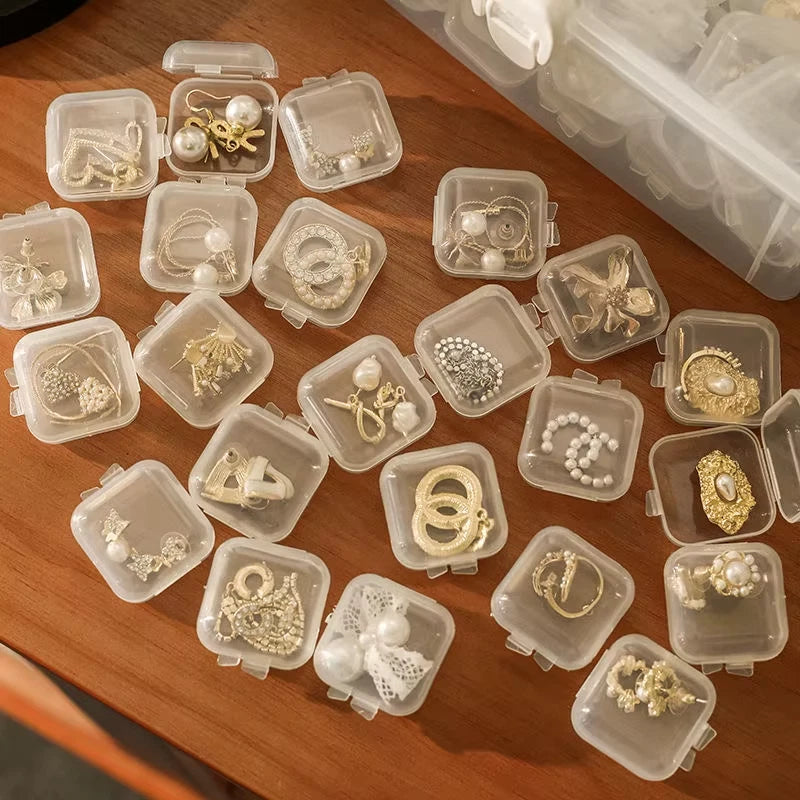 Mini Plastic Storage Box Square Transparent Organizer for Necklace Earrings Ring | eBay