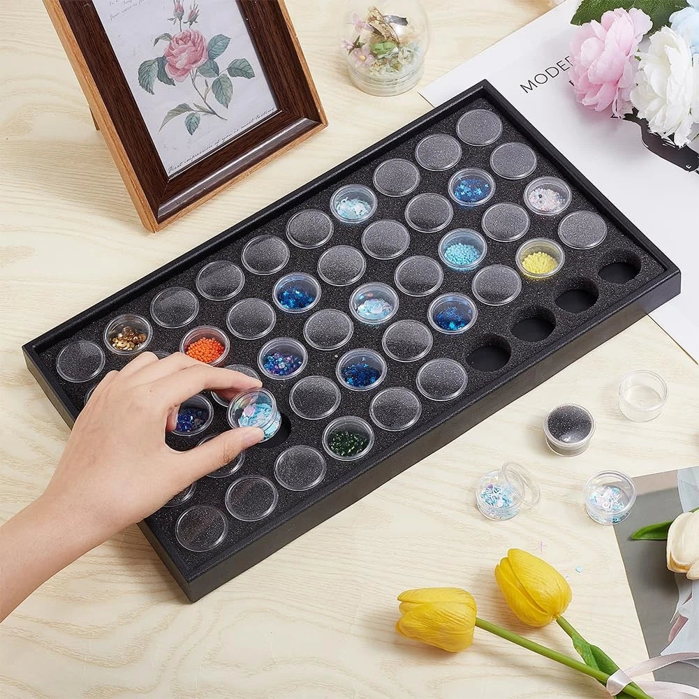 BENECREAT Black Foam Gem Jars Showcase with 50 Gemstones Storage Jar 37.5x21x | eBay