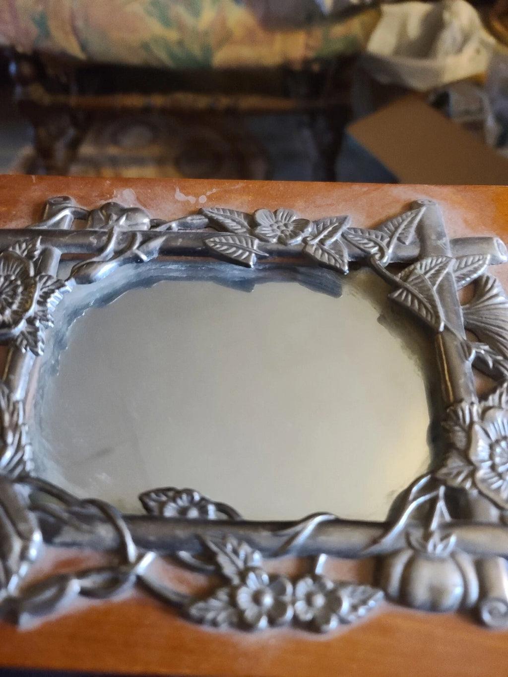 Jewelry Box Silvertone Inlays | eBay