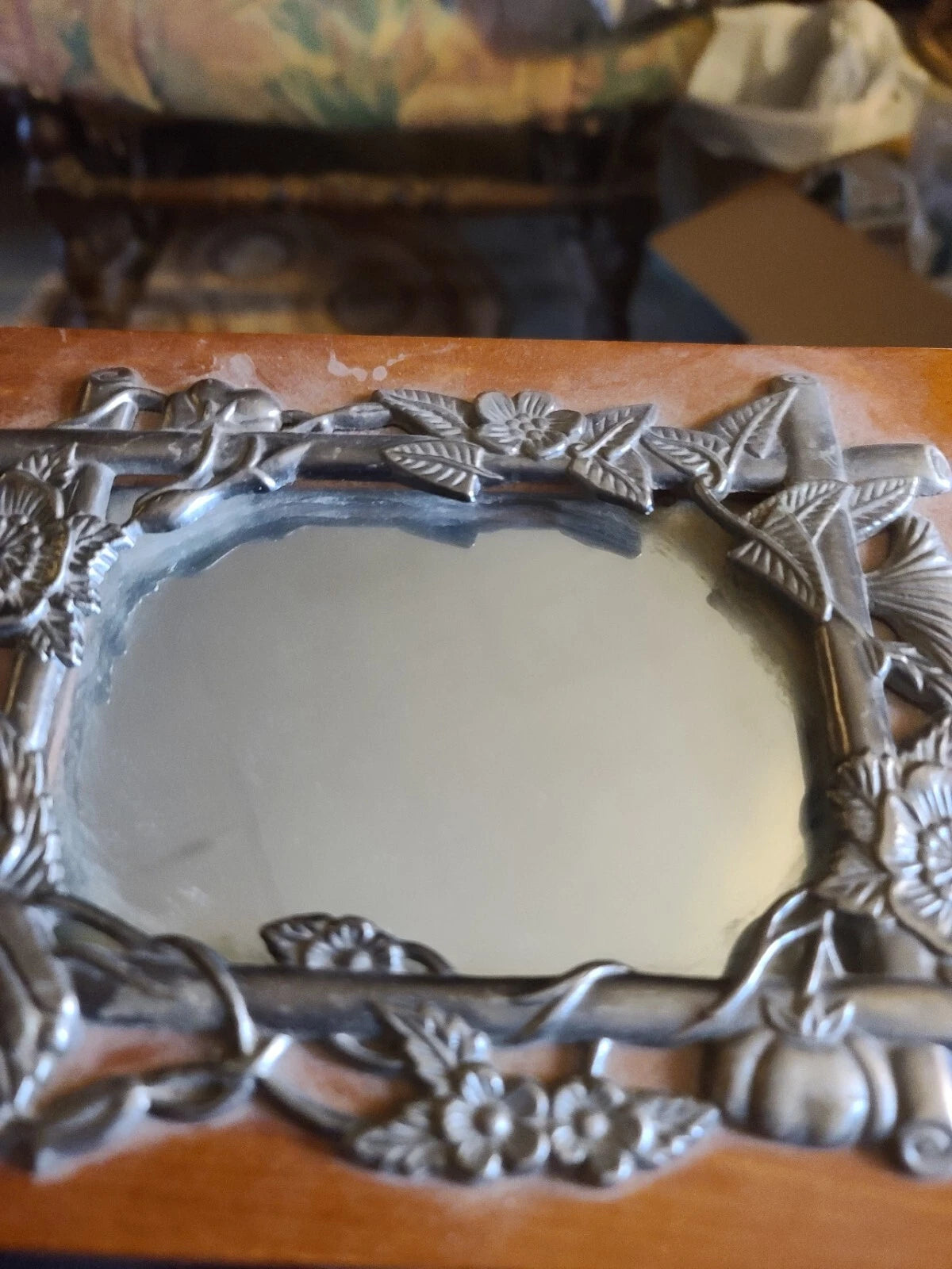 Jewelry Box Silvertone Inlays | eBay