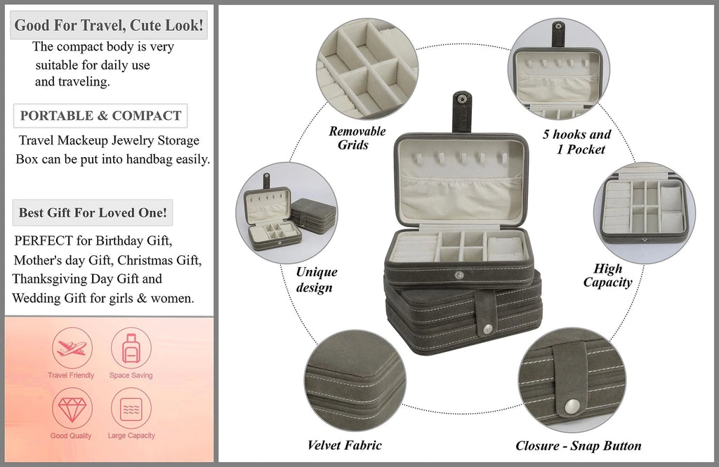 Velvet Small Jewelry makeup Box for Women Girls,Travel Portable Jewelry Case ... | eBay