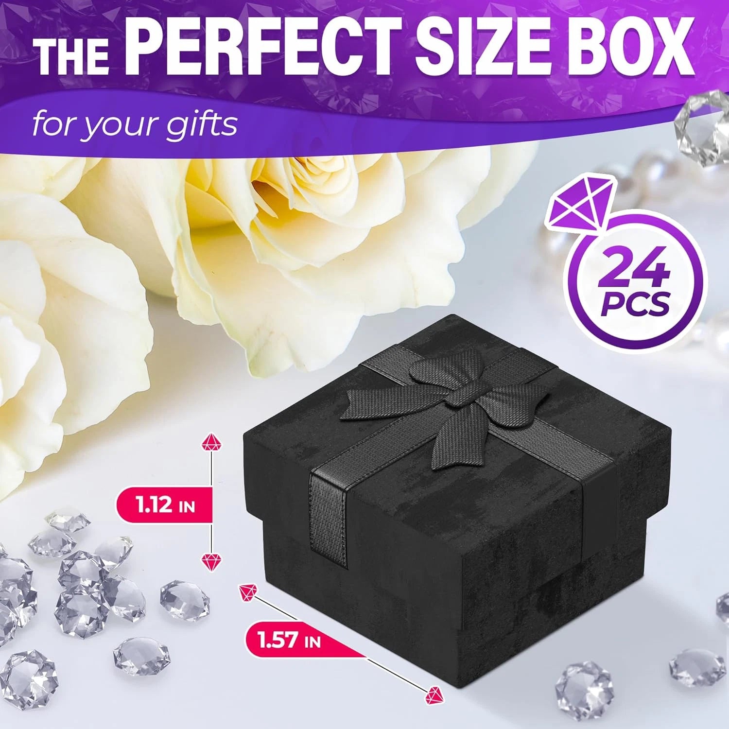 Set of 24 Black Ring Gift Box - Elegant Design Ring Jewelry Box Set, Lightweight | eBay