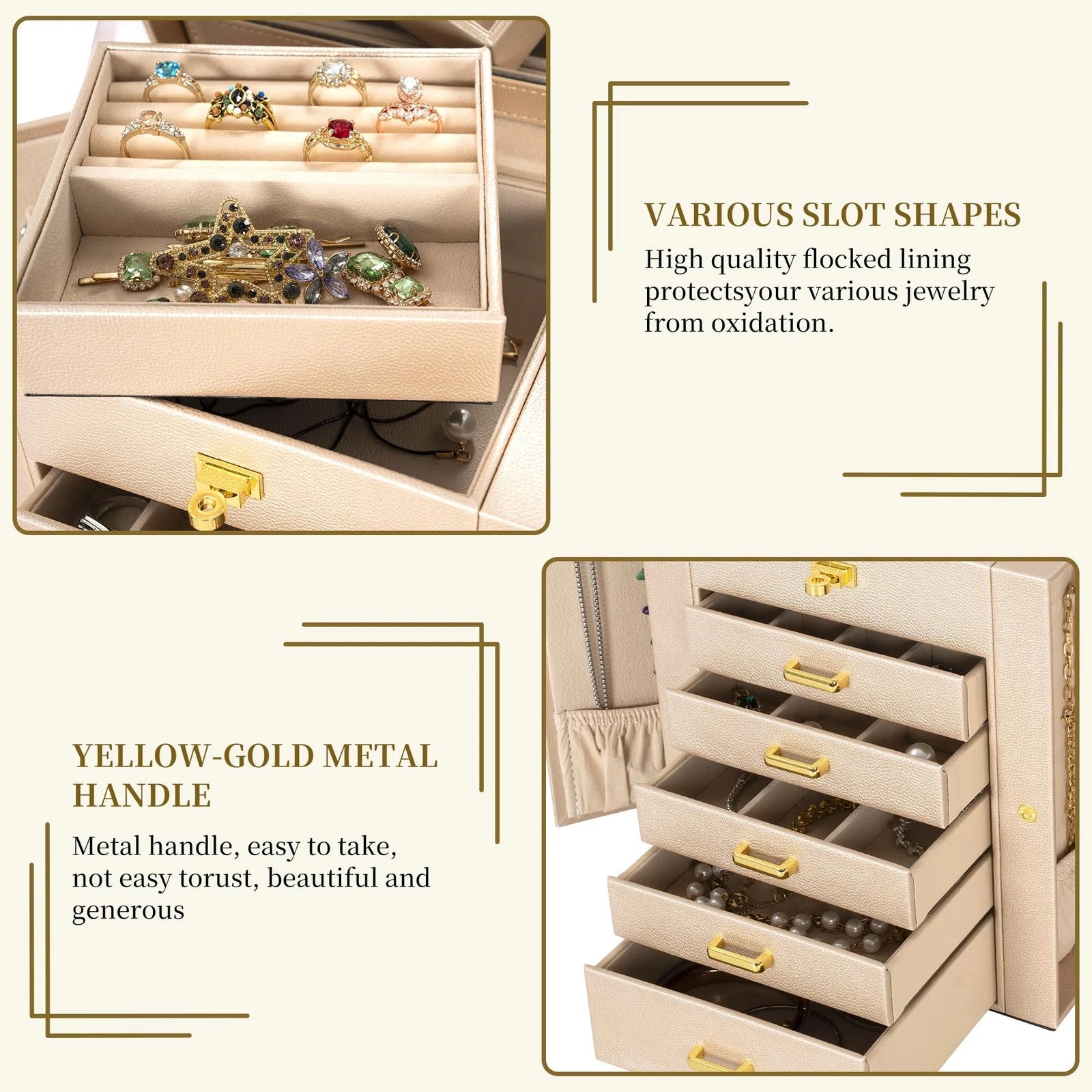 6-Tier Jewelry Box Organizer Functional Leather Jewelry Storage Case for Wome... | eBay