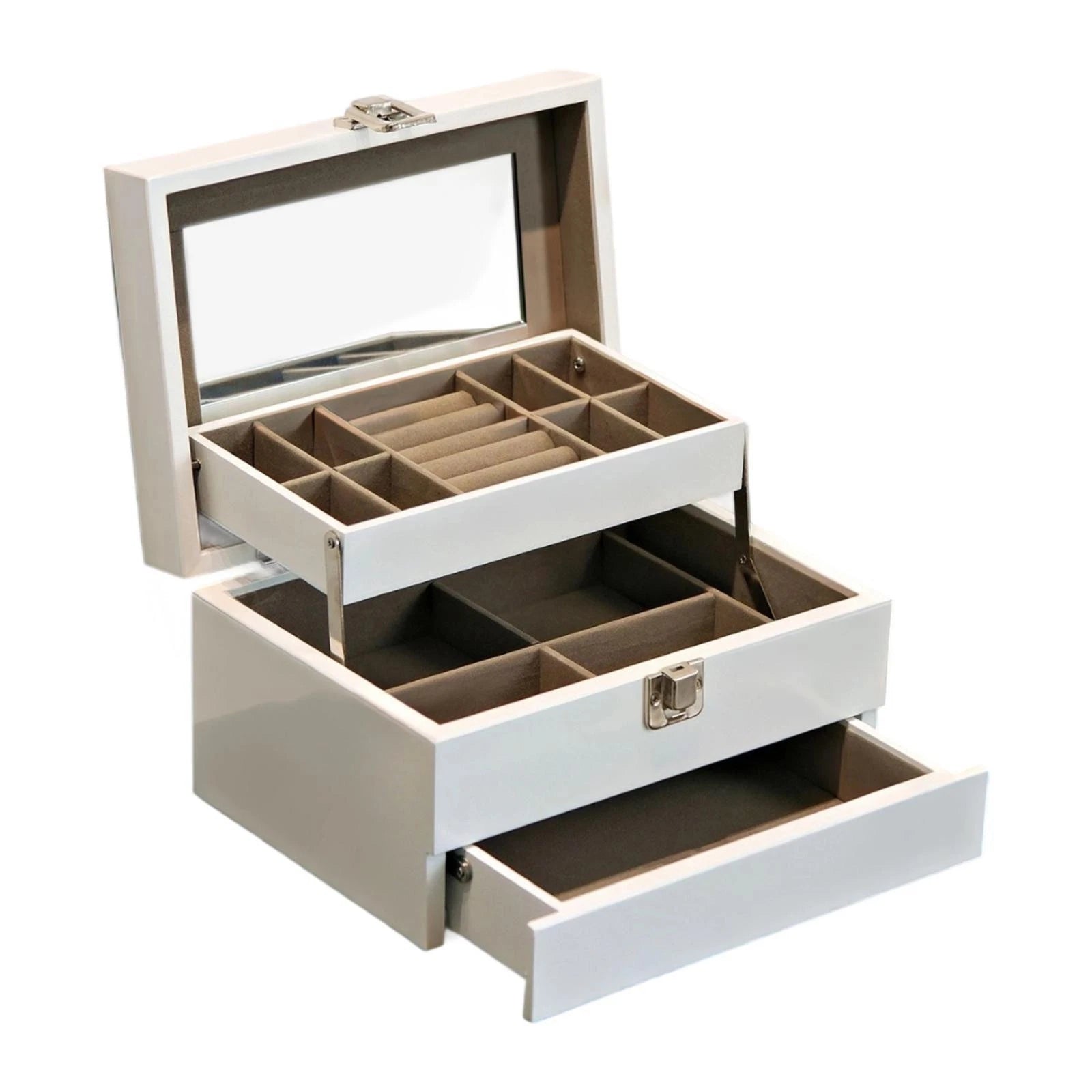 Jewelry Storage Box Wooden Jewelry Organizer for Vanity Table Watches Rings | eBay