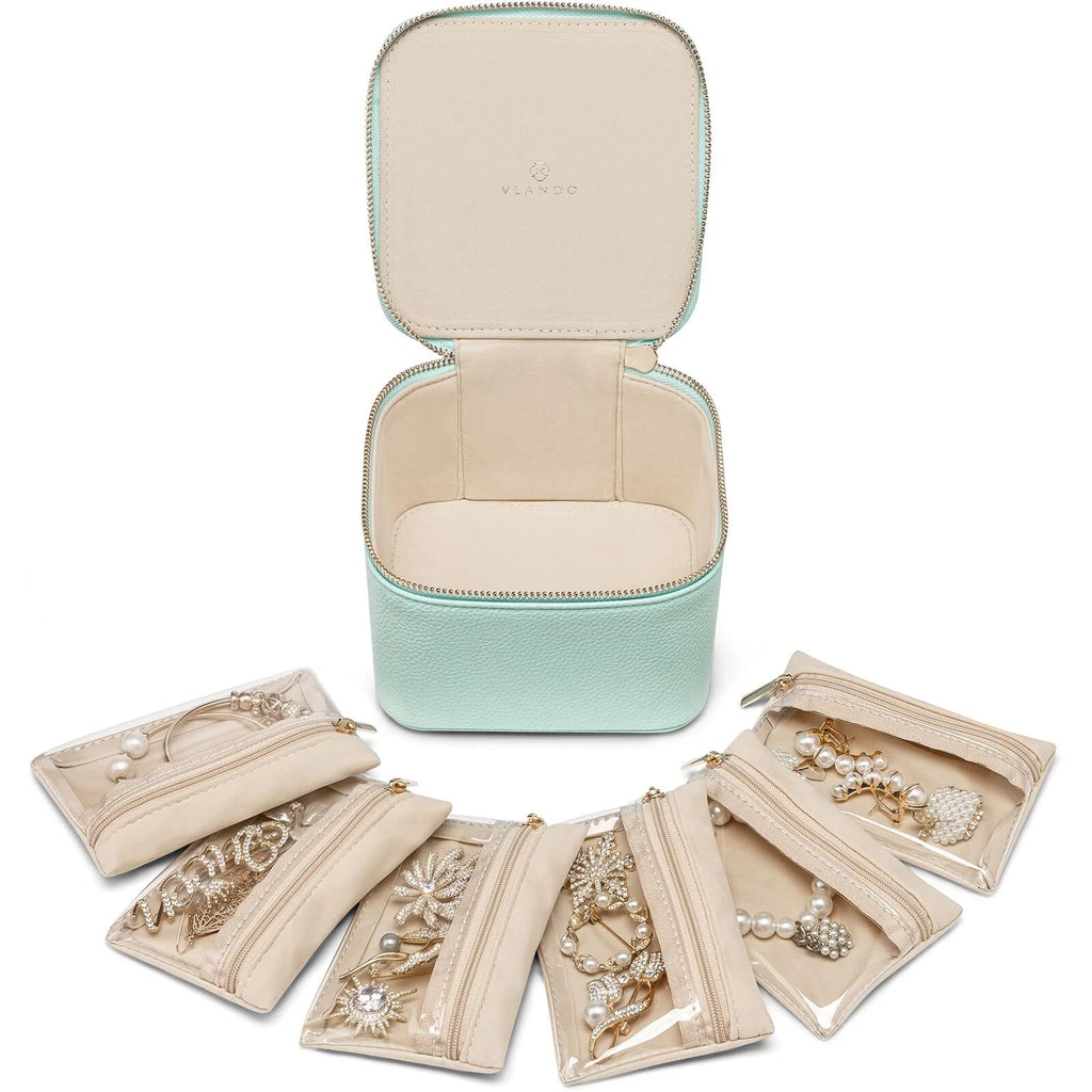 Vlando Travel Jewelry Box for Women Faux Leather Jewelry Box with 6 Velvet Je... | eBay