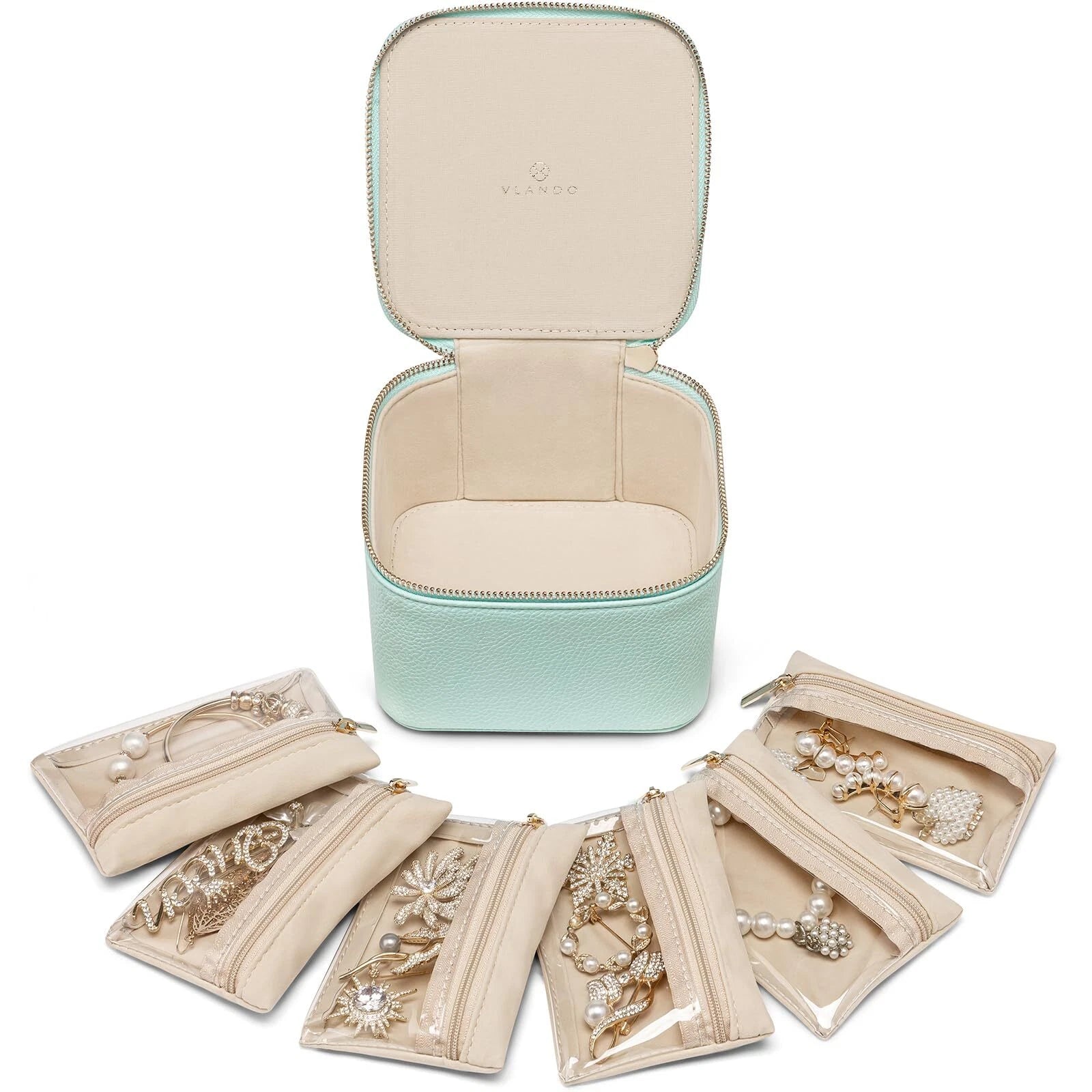 Vlando Travel Jewelry Box for Women Faux Leather Jewelry Box with 6 Velvet Je... | eBay