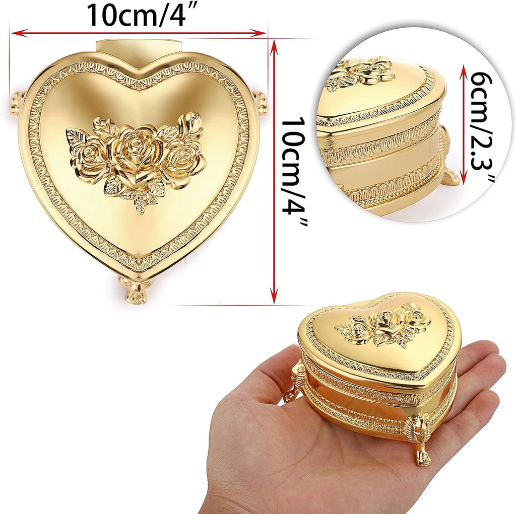 Vintage Metal Jewelry Box with Antique Flower Carved Small Heart Shape Trinket | eBay
