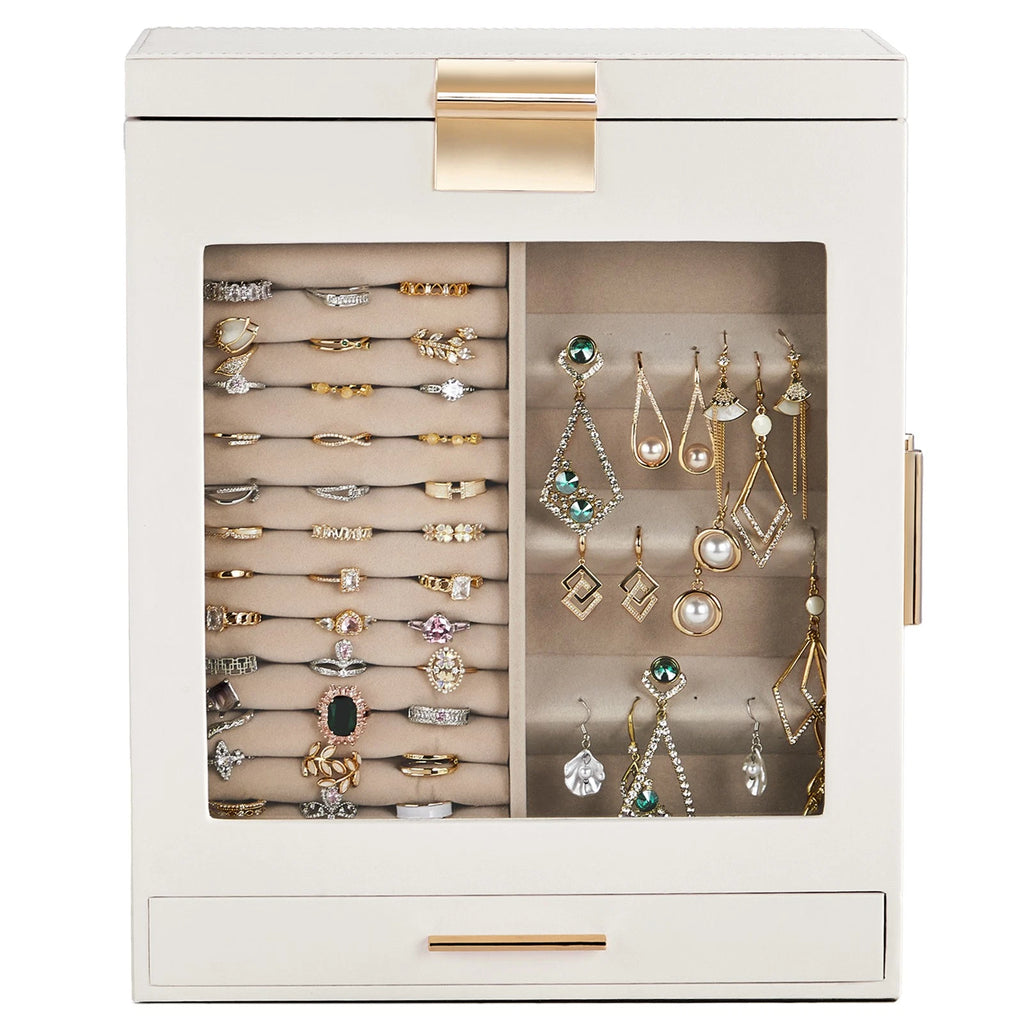 Elegant 4-Drawer Jewelry Box with Clear Front & Pink Velvet Interior | eBay