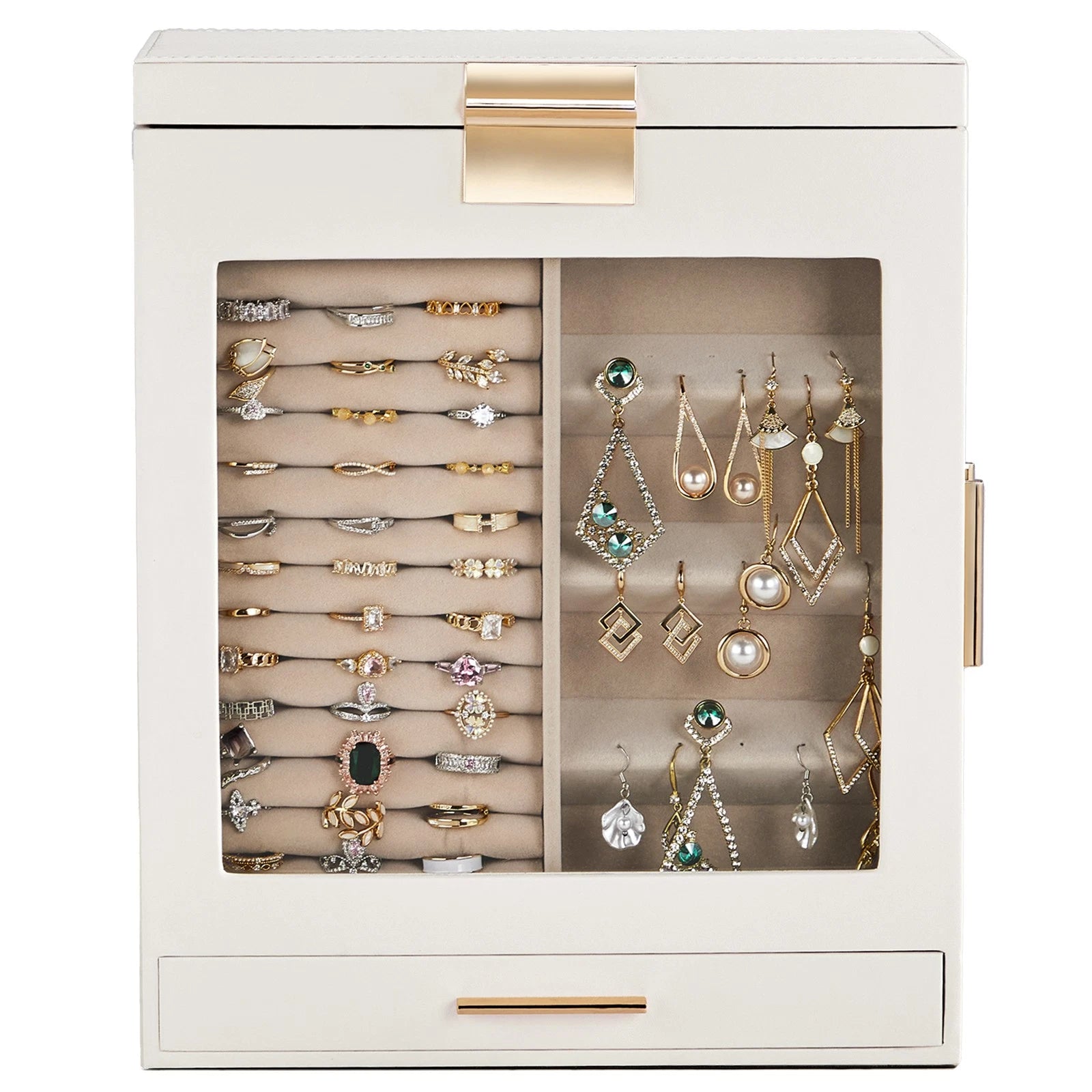 Elegant 4-Drawer Jewelry Box with Clear Front & Pink Velvet Interior | eBay