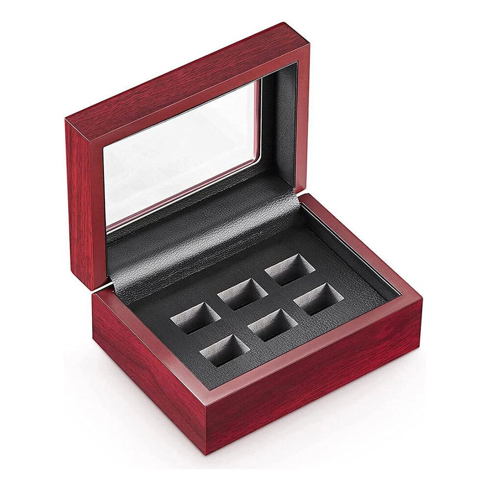 Championship Ring Display Case Box Wooden Storage Box for Sports Fans 5/6 Holes | eBay
