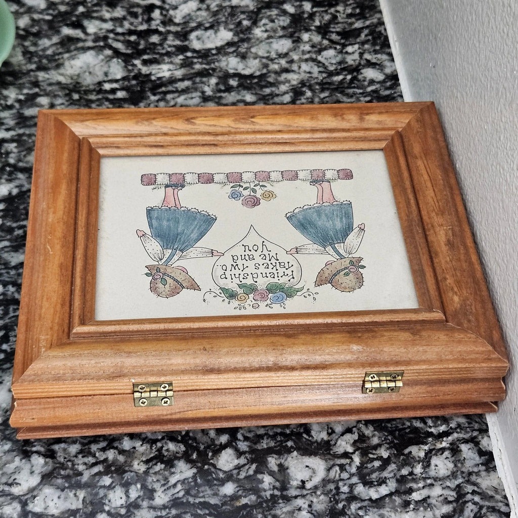 Vintage Mimi Wooden Framed Jewelry Box Friendship takes Two Me & You | eBay