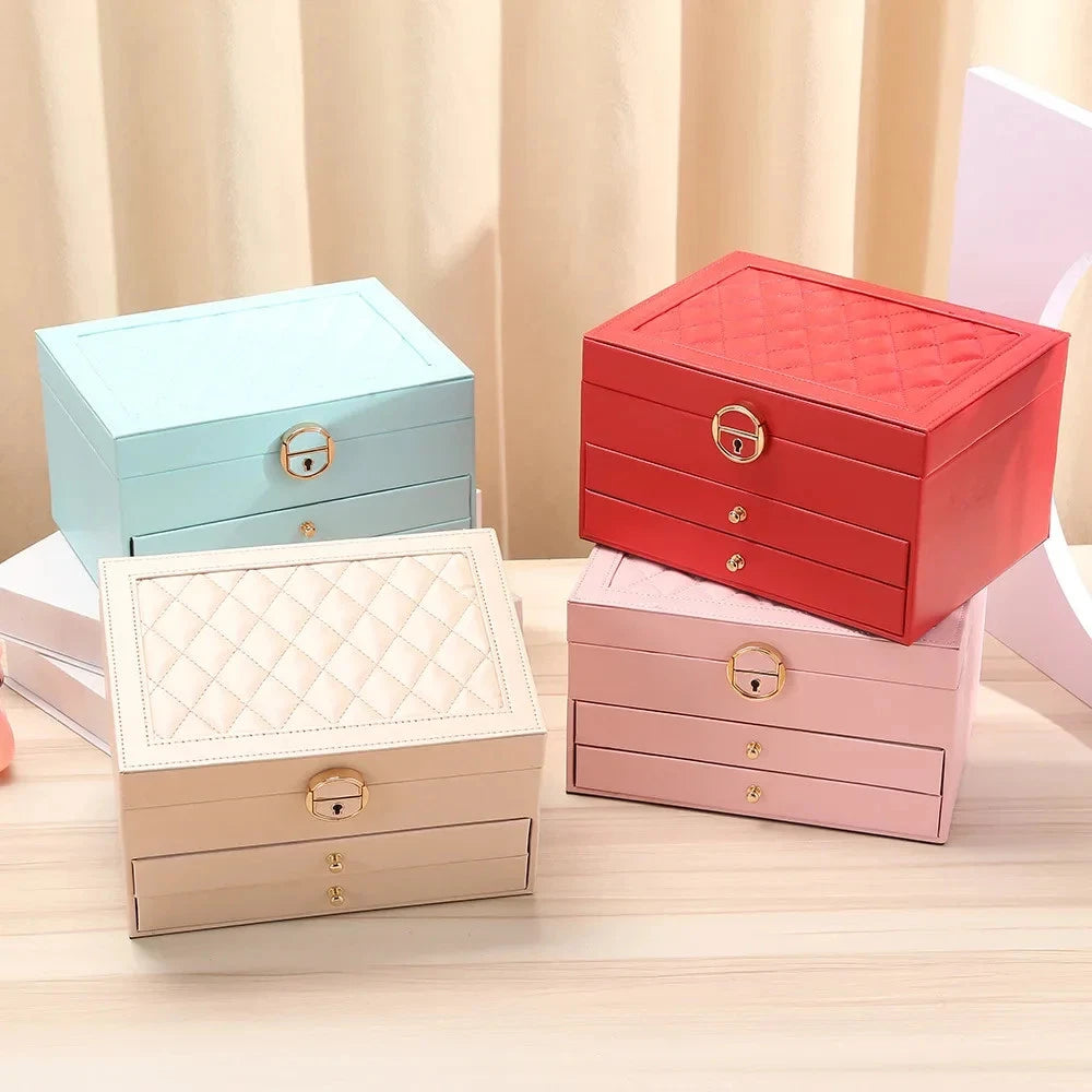 Leather Drawer Necklace Earrings Bracelets Jewelry Storage Box Organizer Display | eBay