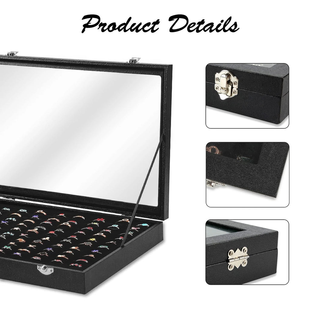 Ring Display Case Organizer Box with Transparent Lid, 100 Slots Ring Storage ... | eBay